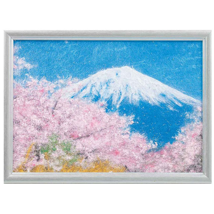 メタリックヤーンの貼り絵アート 手作りキット 富士山 糸で描く富士山 針・糸不要簡単アートキット 高齢者向け 子供向