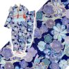 着物用洗える生地 束ねのしに和花(紺色) 1反売り(約12m) 七五三の祝い着や和装小物に華やか上品なポリエステル和柄反物