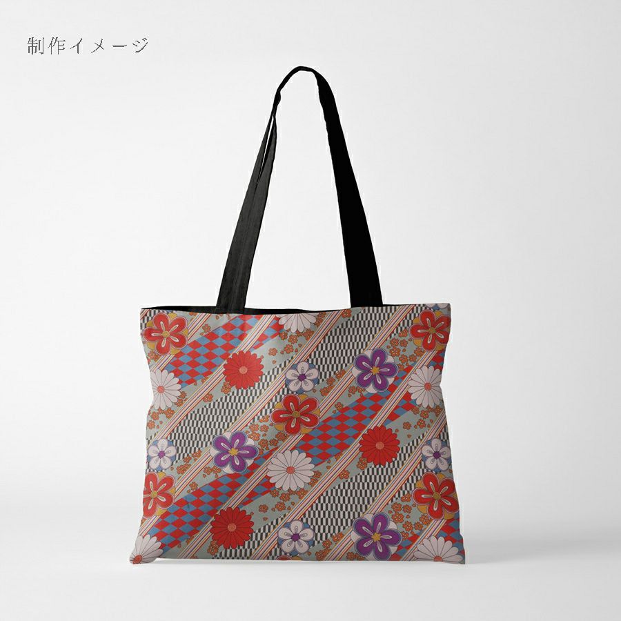 ポリちりめん生地 斜め市松に花(浅緑) 10cm単位 切り売り 衣装向き洗えるちりめん よさこい 水洗い可能 昭和レトロ和柄