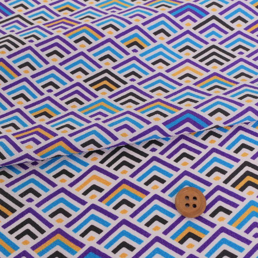 ポリちりめん生地 ジオメトリック青海波(白夜) 10cm単位 切り売り 洗えるちりめん よさこい衣装生地 水洗い可 ポリエステル縮緬