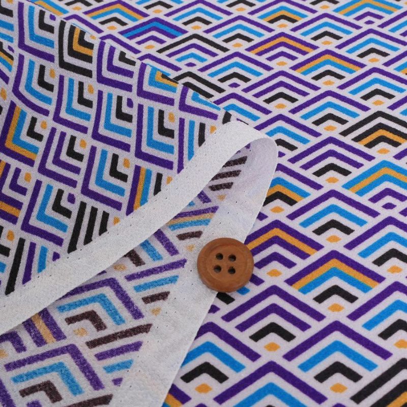 ポリちりめん生地 ジオメトリック青海波(白夜) 10cm単位 切り売り 洗えるちりめん よさこい衣装生地 水洗い可 ポリエステル縮緬