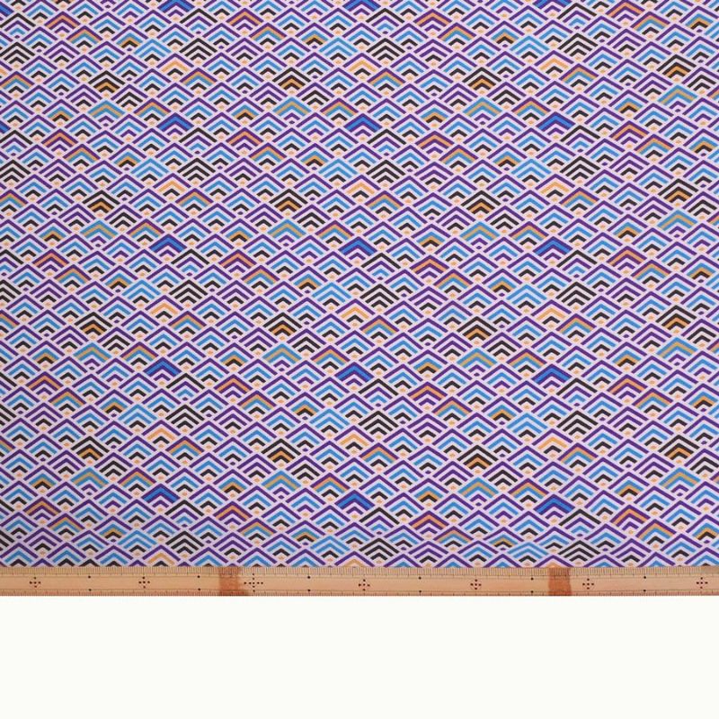 ポリちりめん生地 ジオメトリック青海波(白夜) 10cm単位 切り売り 洗えるちりめん よさこい衣装生地 水洗い可 ポリエステル縮緬