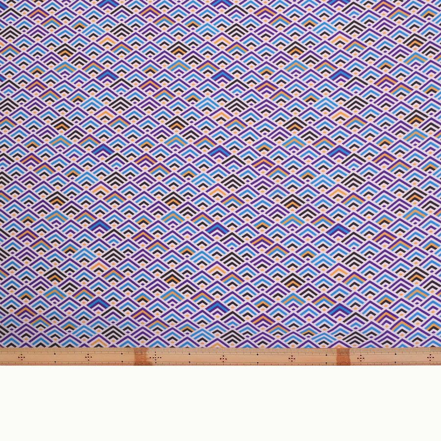 ポリちりめん生地 ジオメトリック青海波(白夜) 10cm単位 切り売り 洗えるちりめん よさこい衣装生地 水洗い可 ポリエステル縮緬