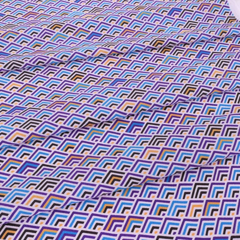 ポリちりめん生地 ジオメトリック青海波(白夜) 10cm単位 切り売り 洗えるちりめん よさこい衣装生地 水洗い可 ポリエステル縮緬