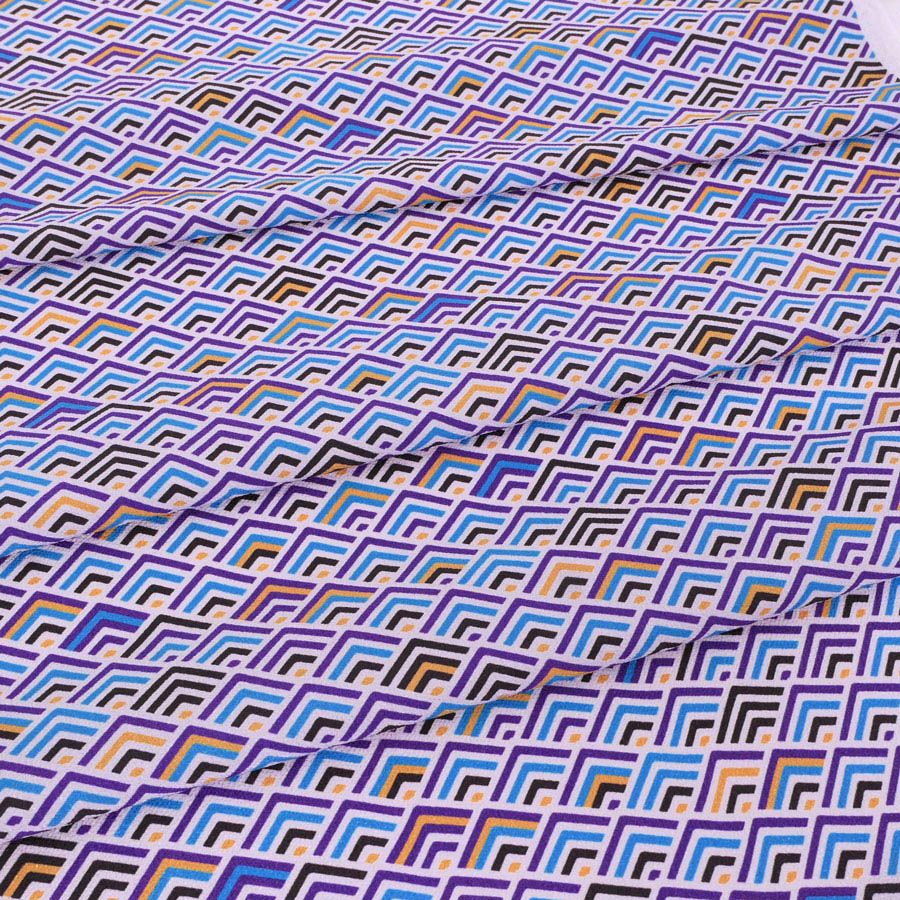 ポリちりめん生地 ジオメトリック青海波(白夜) 10cm単位 切り売り 洗えるちりめん よさこい衣装生地 水洗い可 ポリエステル縮緬