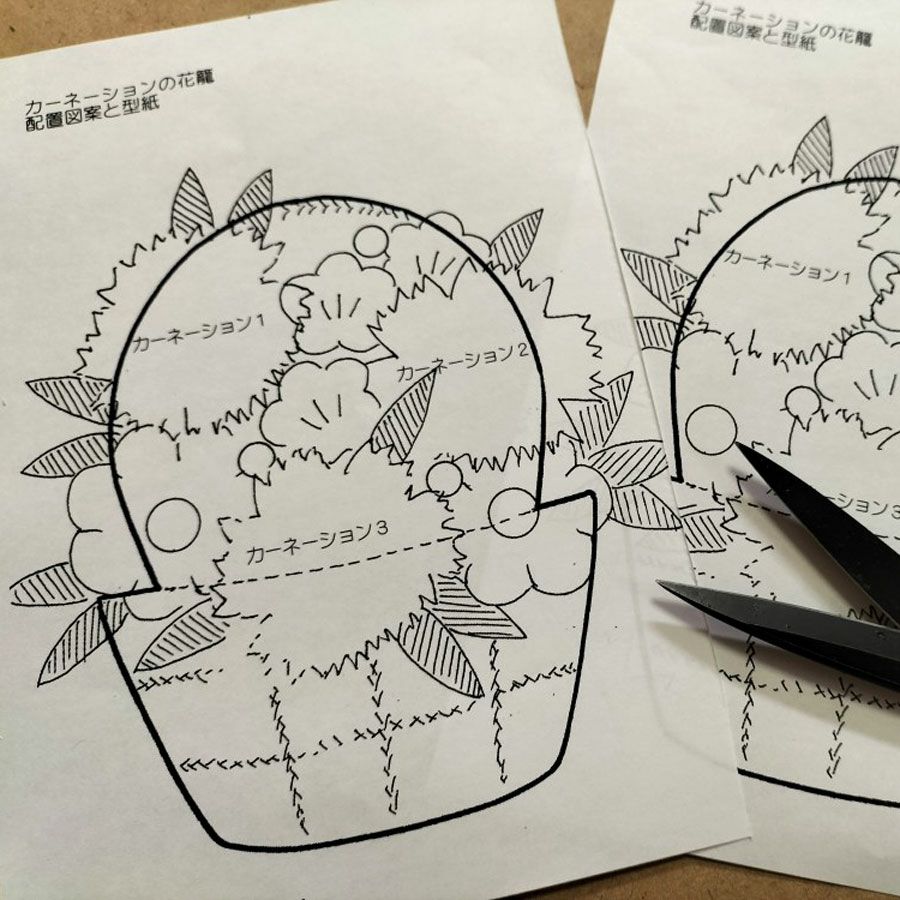 押絵キット カーネーションの花籠 母の日プレゼントハンドメイド ちりめん押し絵 花の和風アート