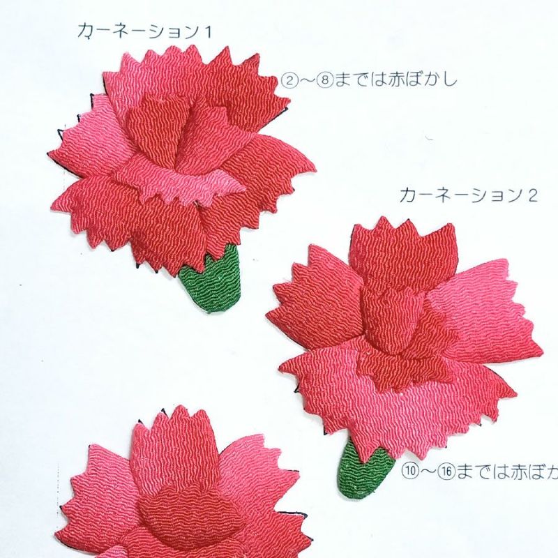 押絵キット カーネーションの花籠 母の日プレゼントハンドメイド ちりめん押し絵 花の和風アート