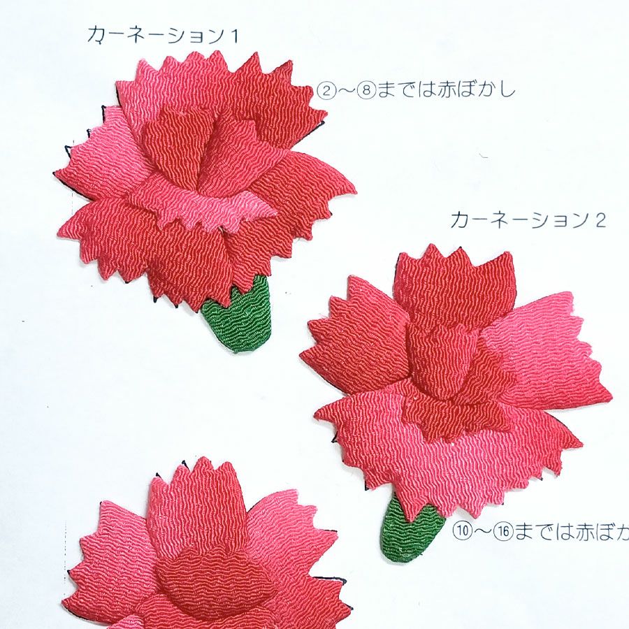 押絵キット カーネーションの花籠 母の日プレゼントハンドメイド ちりめん押し絵 花の和風アート