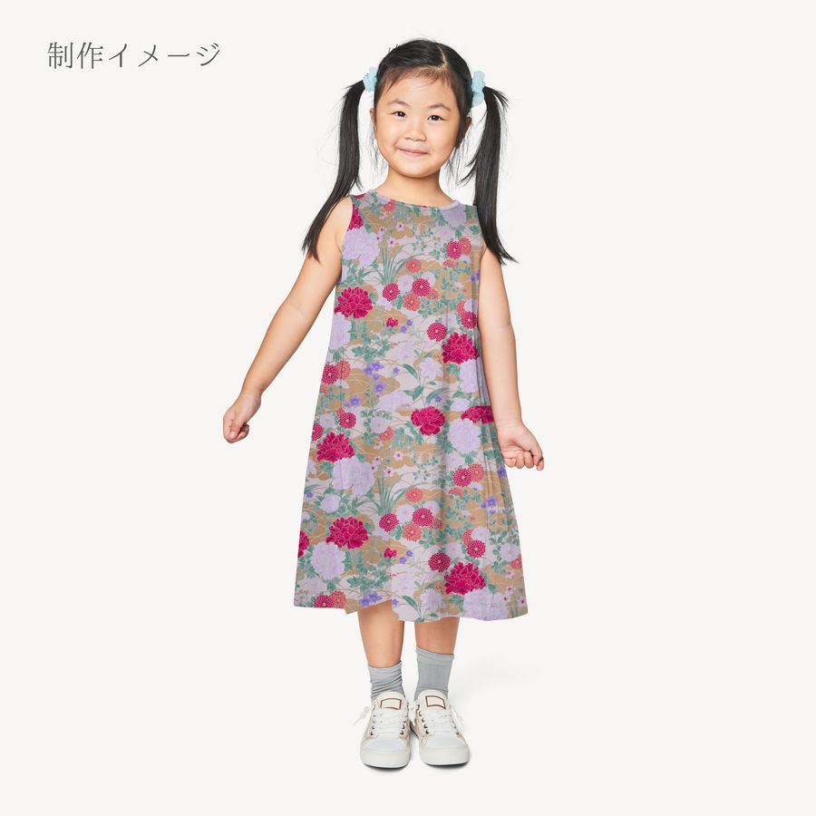和柄コットン生地 琳派風の四季花(紅色) 10cm単位 切り売り 和風花柄生地 四季富花 和風内装クロスやパーティションに