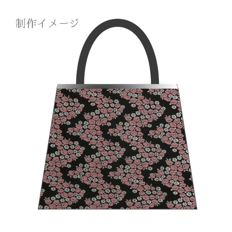 金襴生地(金らん) 椿波(黒/ピンク) 10cm単位 切り売り 京都西陣織物 モダンなつばき柄きんらん 和柄布 和風 帯や小物に