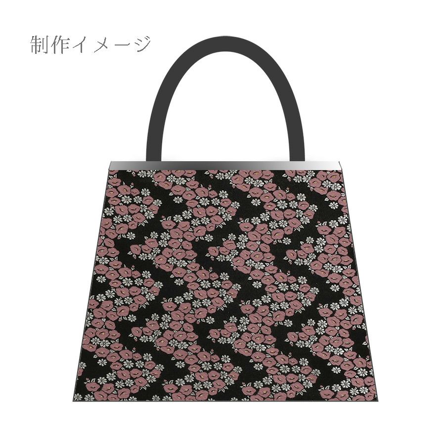 金襴生地(金らん) 椿波(黒/ピンク) 10cm単位 切り売り 京都西陣織物 モダンなつばき柄きんらん 和柄布 和風 帯や小物に