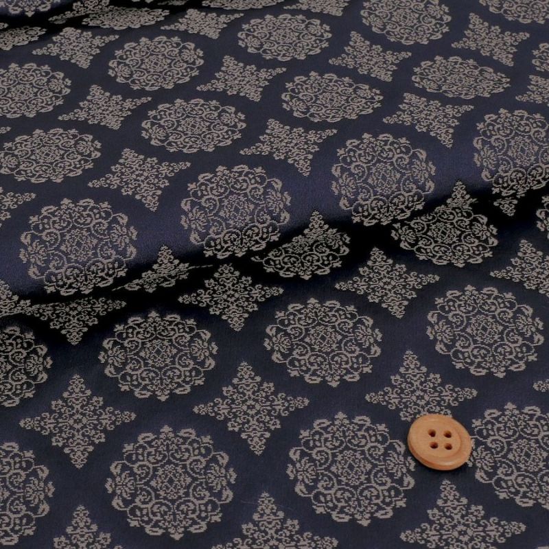 金襴生地(金らん) 稜華文(濃紺) 10cm単位 切り売り 正倉院文様 りょうかもんにしき 唐花文 上品なレース柄きんらん