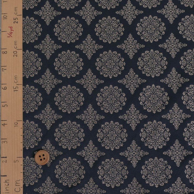 金襴生地(金らん) 稜華文(濃紺) 10cm単位 切り売り 正倉院文様 りょうかもんにしき 唐花文 上品なレース柄きんらん