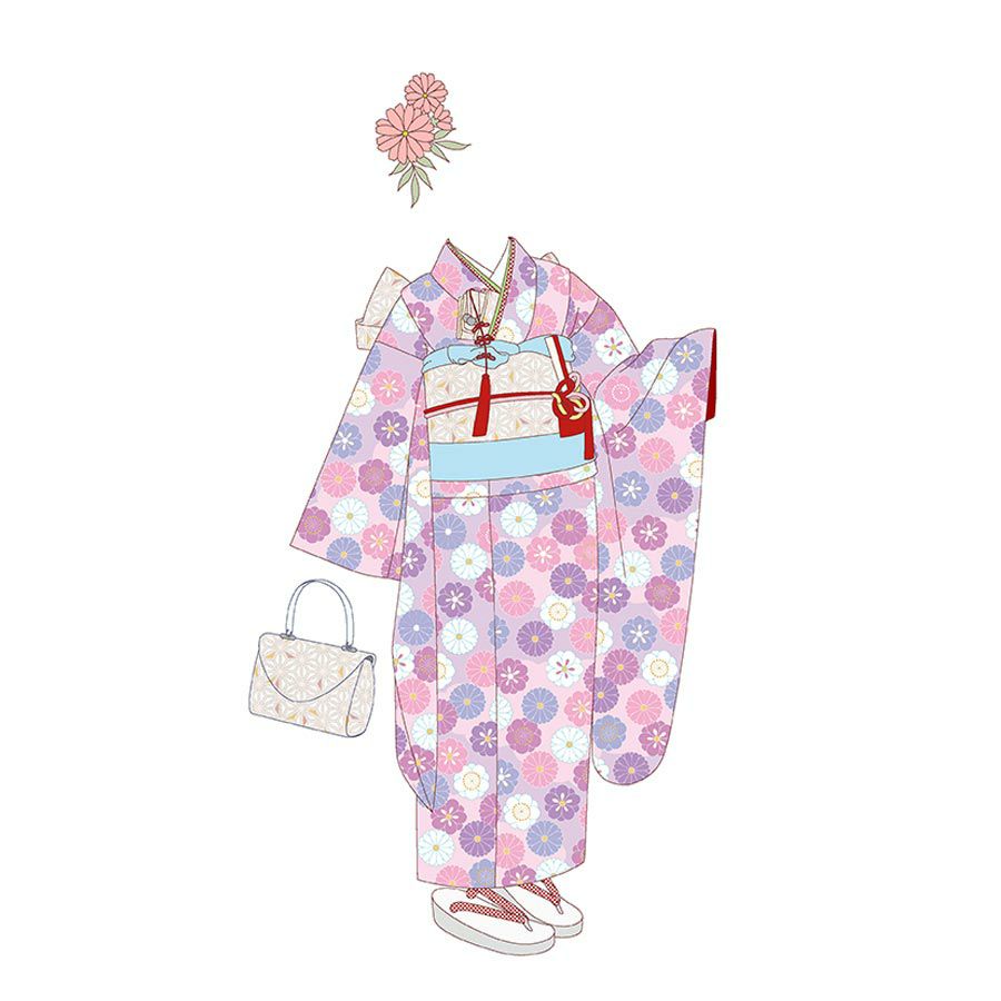 着物用洗える生地 菊梅並べ(ピンク) 1反売り(約12m) 七五三晴れ着生地 子ども着物反物 女の子可愛い和風花柄布地