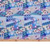 ポリちりめん生地 ガーデンパーティー(青) 10cm単位 切り売り カラフルな和モダン柄縮緬チリメン 衣装向きハンドメイド用