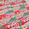 ポリちりめん生地 ガーデンパーティー(赤/緑) 10cm単位 切り売り ポリ縮緬 ポリエステルチリメン 和モダン エコバッグ ワンピース