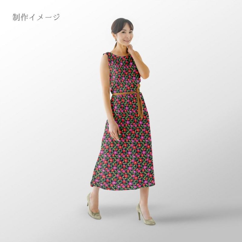 ポリちりめん生地 椿七宝(濃紺) 10cm単位 切り売り 和の小物・洋服に 水洗い可能なポリエステル しっぽう つばき