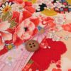 古布再現ちりめん生地 水辺の花景色(赤) 10cm単位 切り売り ビンテージ感ただよう手染めレーヨン縮緬/チリメン 七五三着物柄