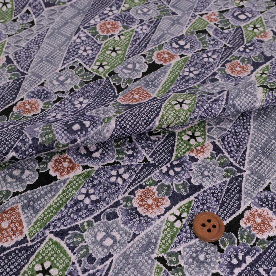 ちりめん生地 のしめ短冊(グレー) 10cm単位 切り売り ちりめん細工向きレーヨン縮緬 花柄かのこ柄 モノトーン和モダン