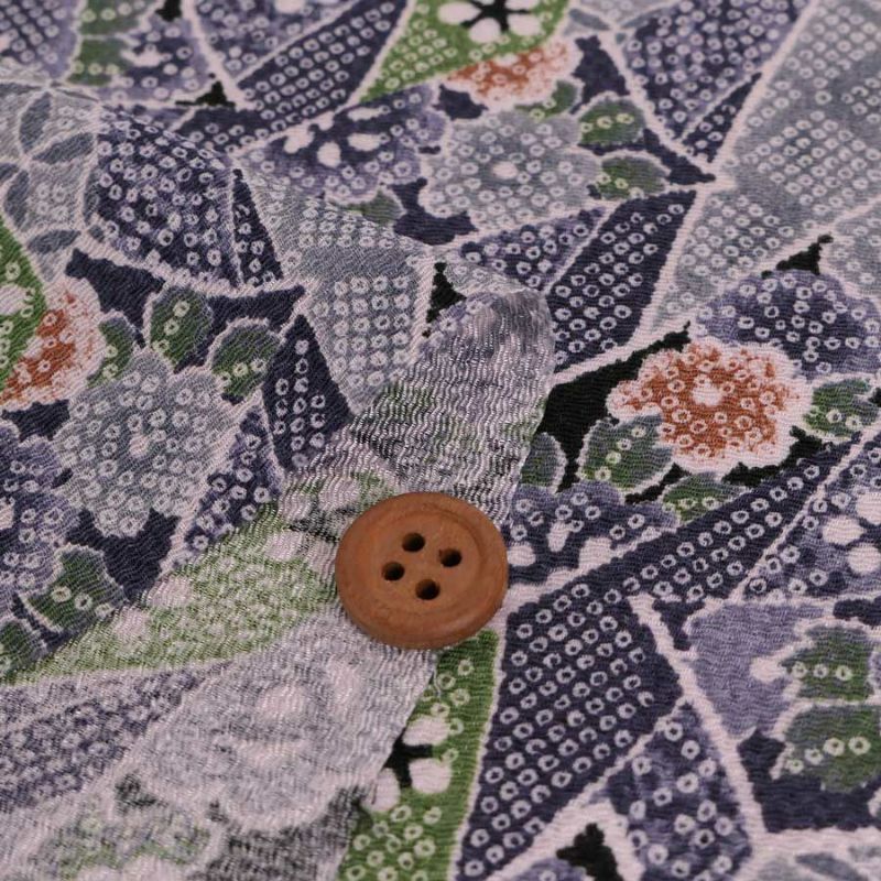 ちりめん生地 のしめ短冊(グレー) 10cm単位 切り売り ちりめん細工向きレーヨン縮緬 花柄かのこ柄 モノトーン和モダン