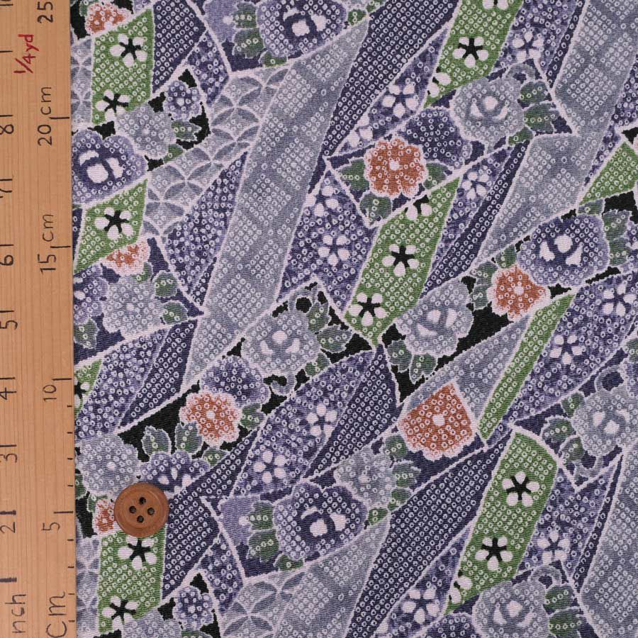 ちりめん生地 のしめ短冊(グレー) 10cm単位 切り売り ちりめん細工向きレーヨン縮緬 花柄かのこ柄 モノトーン和モダン