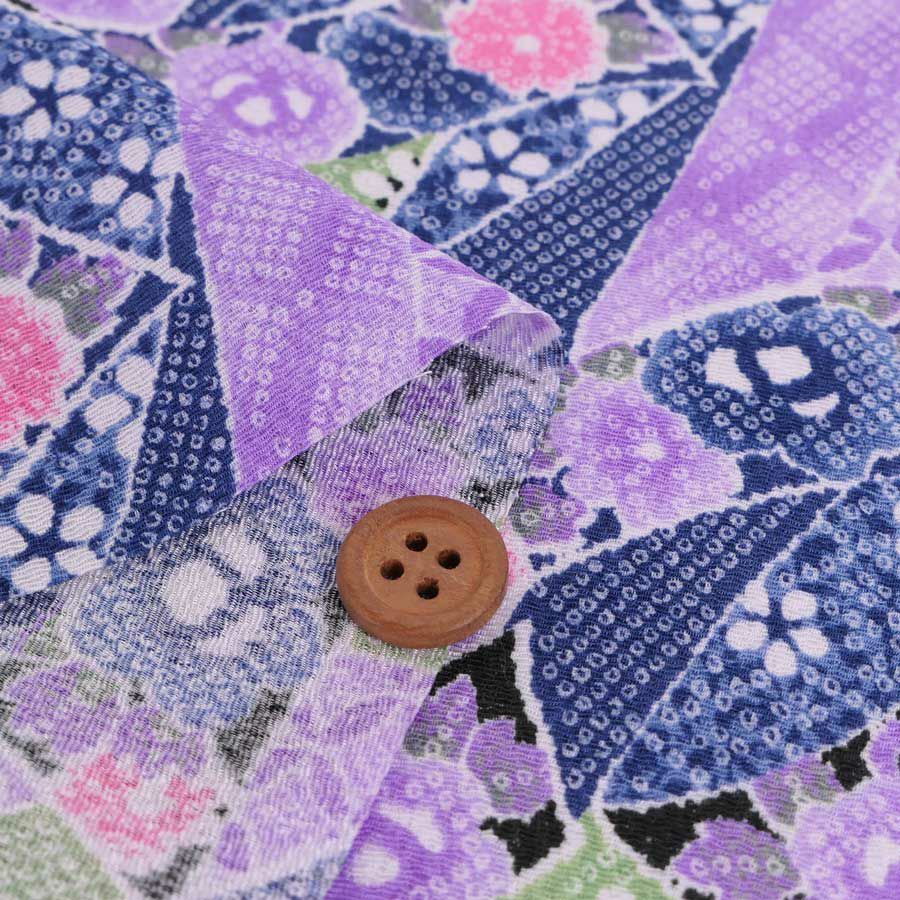 ちりめん生地 のしめ短冊(紺) 10cm単位 切り売り ちりめん細工向きレーヨン縮緬 花柄 鹿の子柄 青色ネイビーブルー