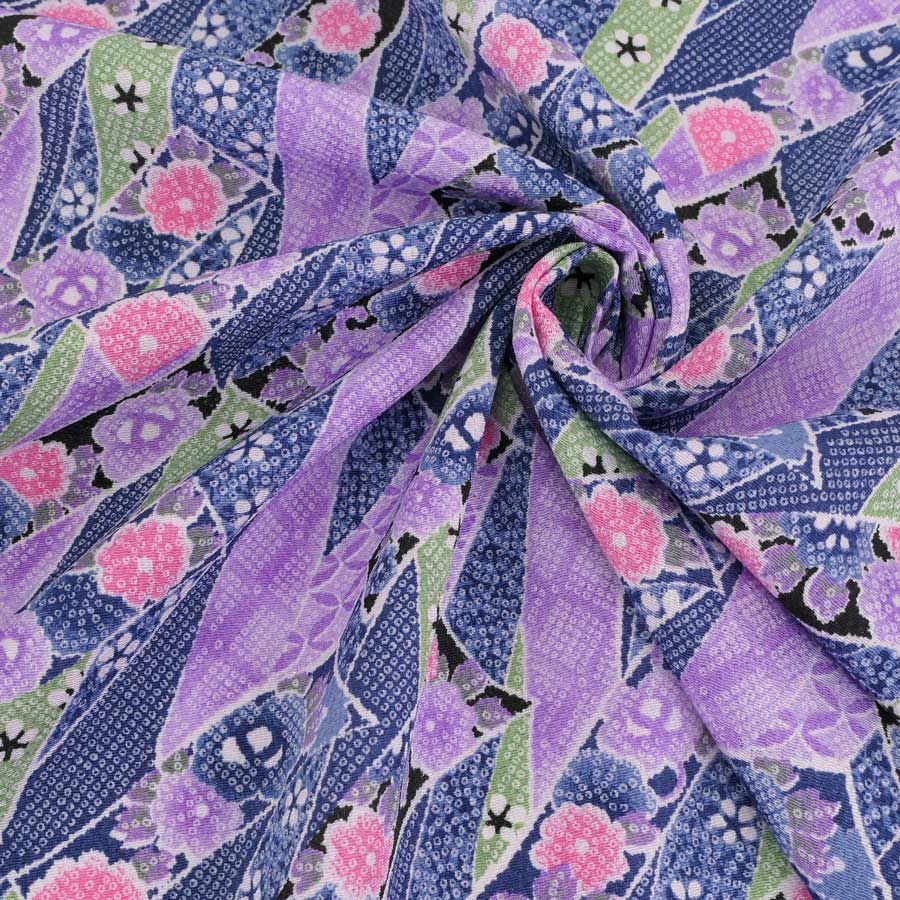 ちりめん生地 のしめ短冊(紺) 10cm単位 切り売り ちりめん細工向きレーヨン縮緬 花柄 鹿の子柄 青色ネイビーブルー