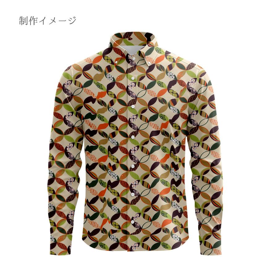 ポリちりめん生地 彩り七宝(アイボリー) 10cm単位 切り売り よさこい衣装や洋服に 水洗い可能ポリエステルチリメン 七宝柄