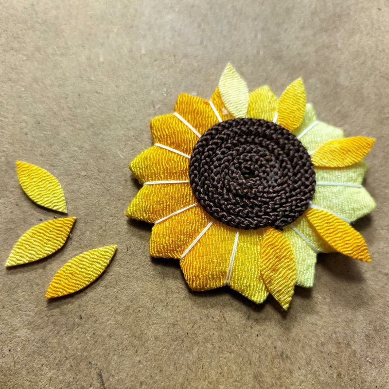 押絵キット ひまわりの花籠 和風クラフト 夏休みに 初心者OKちりめん細工 押し絵で向日葵