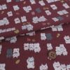 和柄コットン生地 招き猫ファミリー(えんじ色) 10cm単位 切り売り 和風柄ドビー生地 和調木綿プリント KOKKAコッカHappy Cats