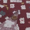 和柄コットン生地 招き猫ファミリー(えんじ色) 10cm単位 切り売り 和風柄ドビー生地 和調木綿プリント KOKKAコッカHappy Cats