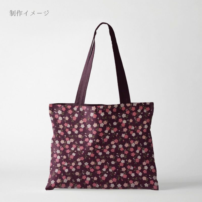 ポリジャガードちりめん生地 可憐な小桜(深紫)10cm単位 切り売り ポリエステルチリメンジャカード 洗える縮緬 衣類や小物作りに