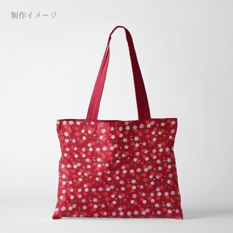 ポリジャガードちりめん生地 可憐な小桜(赤)10cm単位 切り売り チリメンジャカード 和小物・巾着・ポーチに華やかな小花模様