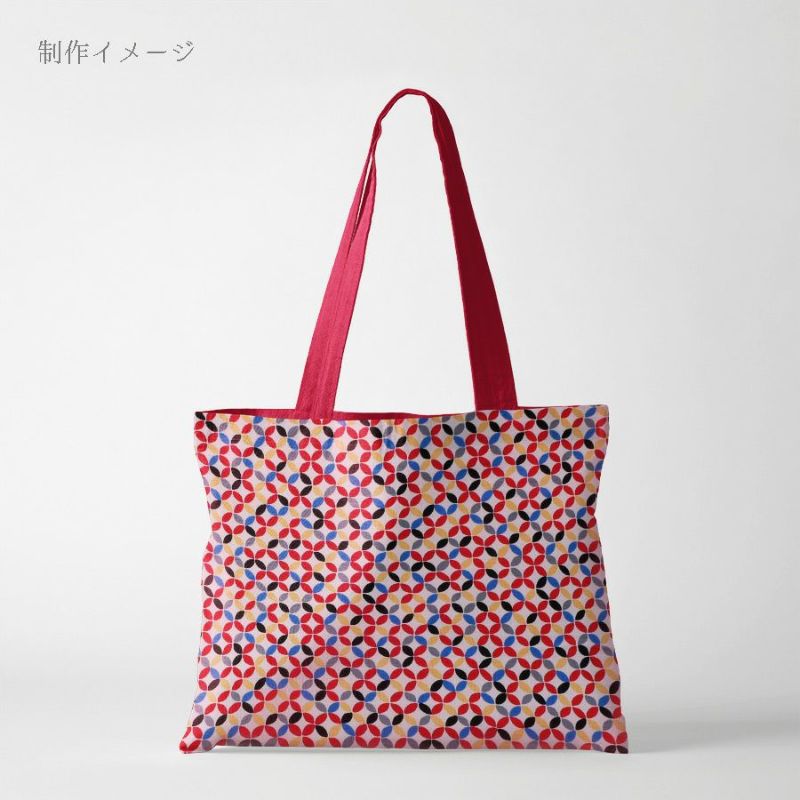 和柄コットン生地 カラフルな七宝柄(白/赤) 10cm単位 切り売り カラフル和モダンデザイン SEVENBERRY七宝繋ぎ柄 小物作りに