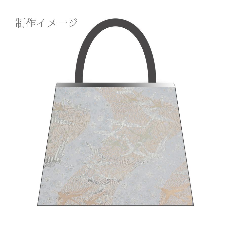 金襴生地(金らん) 吉祥流水に鶴(白銀) 10cm単位 切り売り 吉祥文様の鶴と桜柄上品な西陣織物 慶事の小物やテーブル回りに