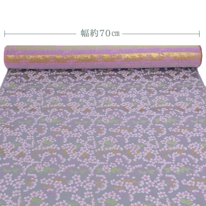 金襴生地(金らん) 花のころ(薄ねず) 10cm単位 切り売り 薄いグレー地の繊細な桜模様 ライトグレイ桜柄西陣織きんらん
