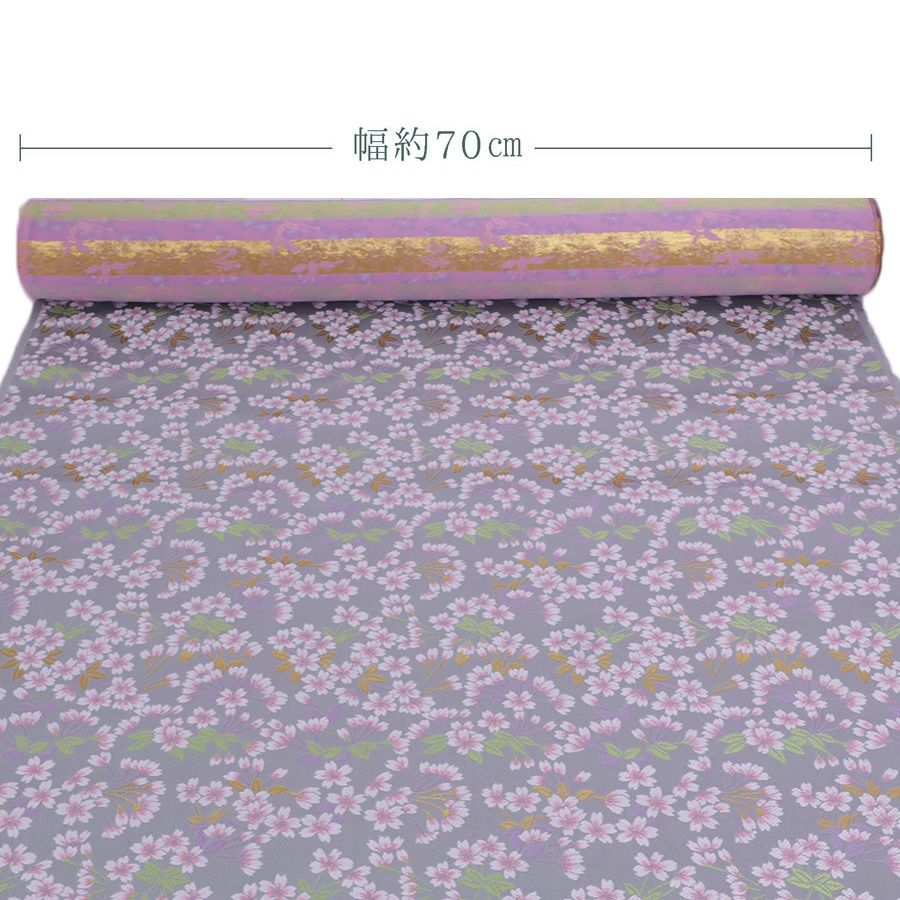 金襴生地(金らん) 花のころ(薄ねず) 10cm単位 切り売り 薄いグレー地の繊細な桜模様 ライトグレイ桜柄西陣織きんらん