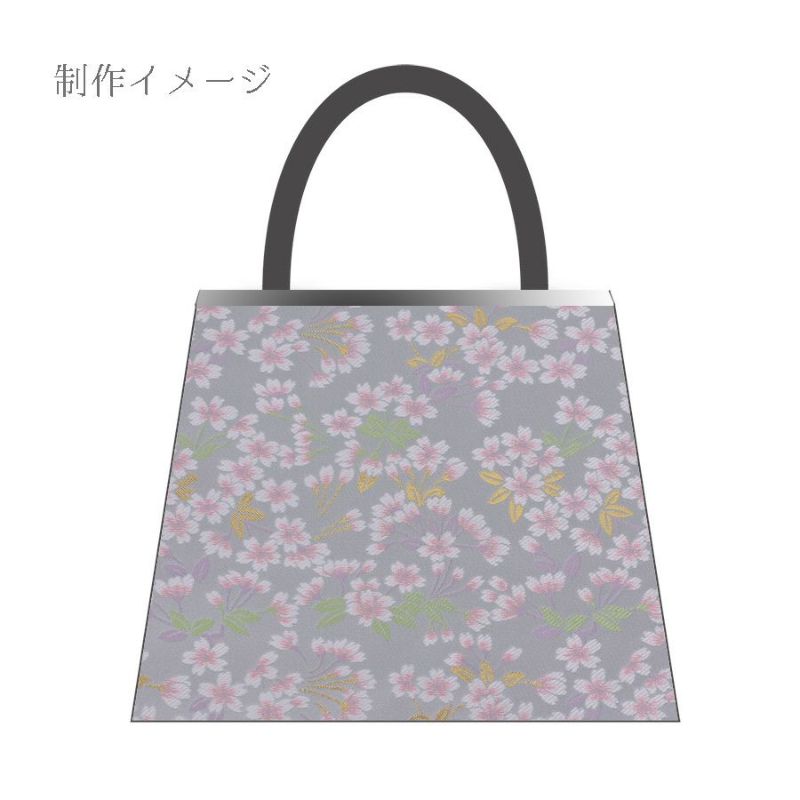 金襴生地(金らん) 花のころ(薄ねず) 10cm単位 切り売り 薄いグレー地の繊細な桜模様 ライトグレイ桜柄西陣織きんらん