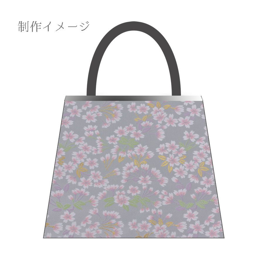 金襴生地(金らん) 花のころ(薄ねず) 10cm単位 切り売り 薄いグレー地の繊細な桜模様 ライトグレイ桜柄西陣織きんらん