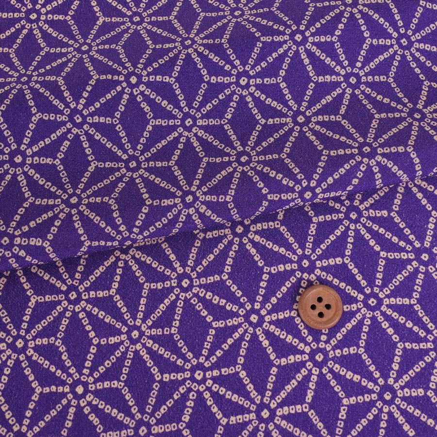 古布調一越ちりめん かのこ麻の葉(紫) 10cm単位 切り売り 麻の葉文様レーヨンチリメン 麻の葉模様伝統柄縮緬 つまみ細工に