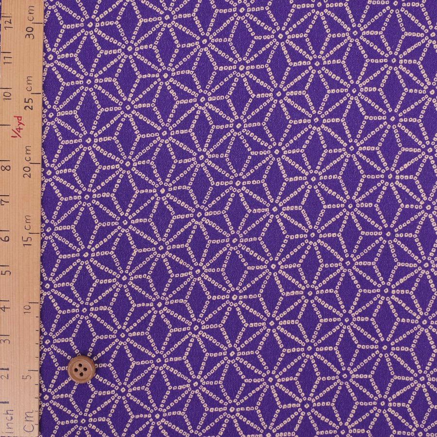 古布調一越ちりめん かのこ麻の葉(紫) 10cm単位 切り売り 麻の葉文様レーヨンチリメン 麻の葉模様伝統柄縮緬 つまみ細工に