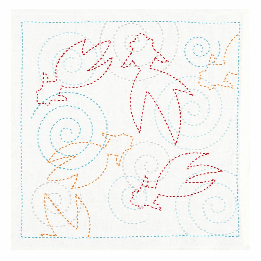 刺し子キット 花ふきん 納涼きんぎょ(白) さしこ布巾キット 初心者向き 初級 納涼金魚柄 夏らしい 簡単手芸