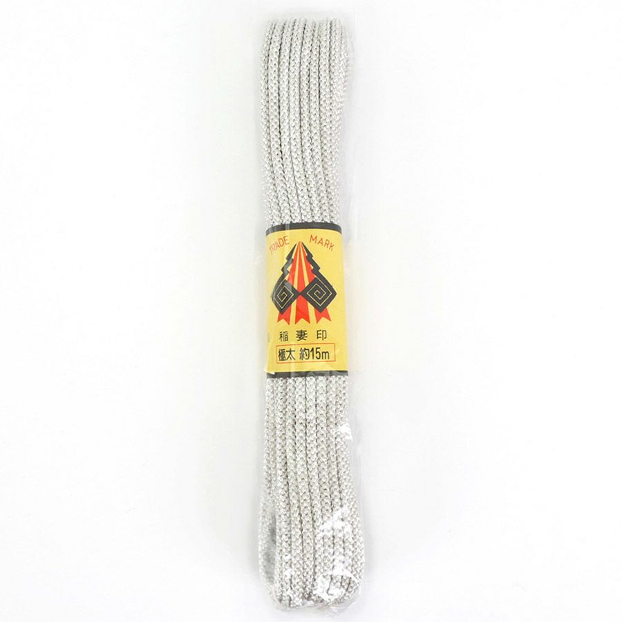 江戸打ちひも・銀糸 (太/5ミリ) 15ｍかせ 和風手芸 シルバー打紐 装飾用 銀色コード 江戸打紐 銀紐 髪飾り