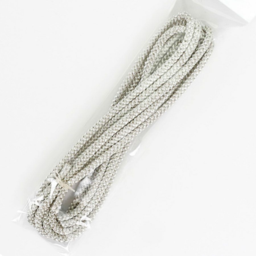 江戸打ちひも・銀糸 (太/5ミリ) 2ｍパック 江戸打紐銀色 組紐装飾用シルバーコード イベント飾り 髪飾り