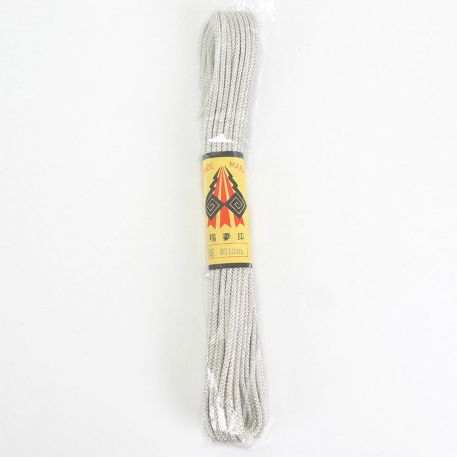 江戸打ちひも・銀糸 (細/3ミリ) 15ｍかせ シルバー江戸打紐 和の伝統ひも ラッピングのアクセントにも