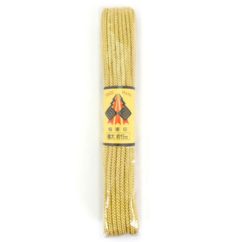 江戸打ちひも・金糸(太/5ミリ) 15ｍかせ 和風手芸に 上品な輝きの江戸打ち紐 伝統の組みひもゴールド