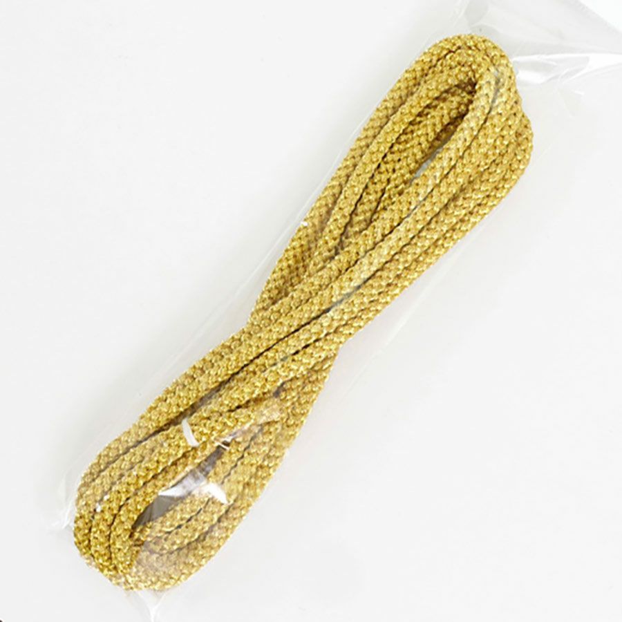 江戸打ちひも・金糸 (太/5ミリ) 2ｍパック 和風手芸 金紐髪飾り 上品な輝きの江戸打ち紐 紐でヘアアクセ