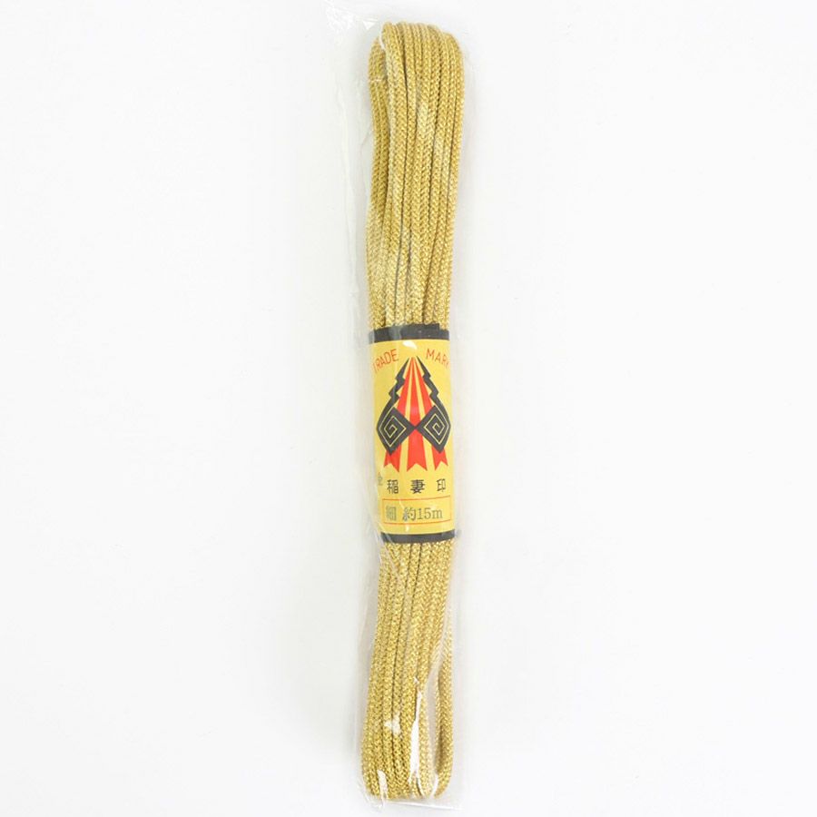 江戸打ちひも・金糸 (細/3ミリ) 15ｍかせ 和風手芸やラッピングに ゴールドの江戸打紐 和装ヘアアレンジ