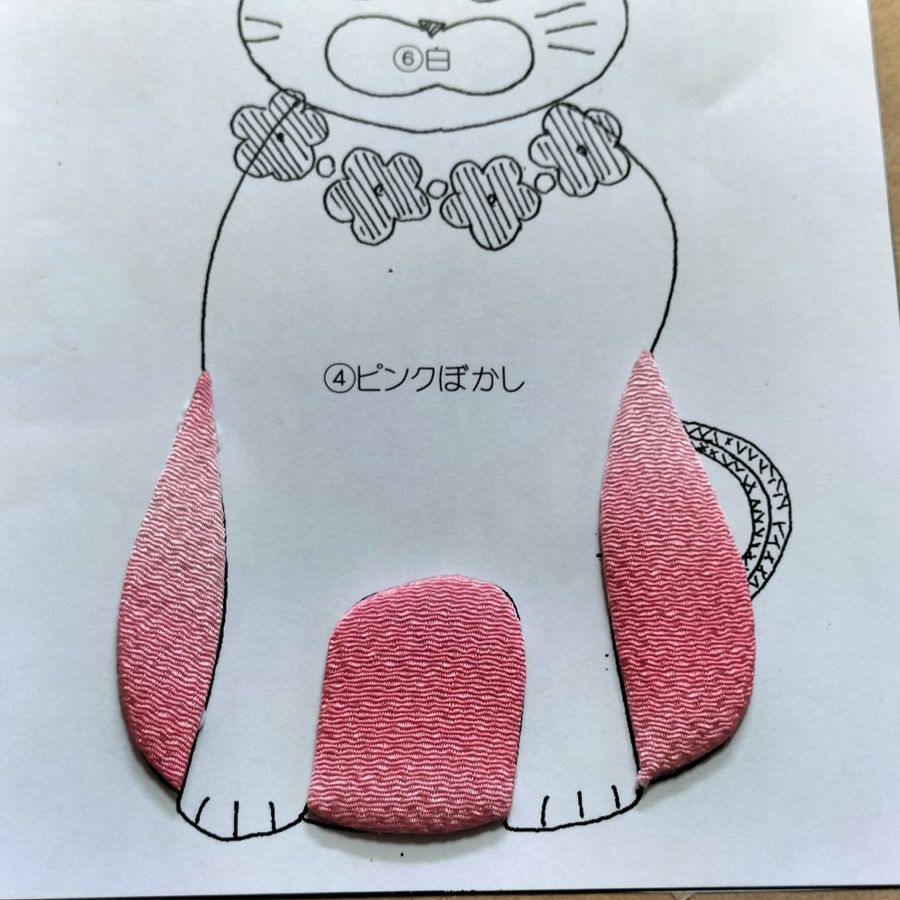 手芸キット 愛しの猫たち 押絵の壁掛け・首輪ピンク猫 いとしのねこモチーフミニタペストリー手作りキット 初心者向き