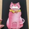 手芸キット 愛しの猫たち 押絵の壁掛け・首輪ピンク猫 いとしのねこモチーフミニタペストリー手作りキット 初心者向き